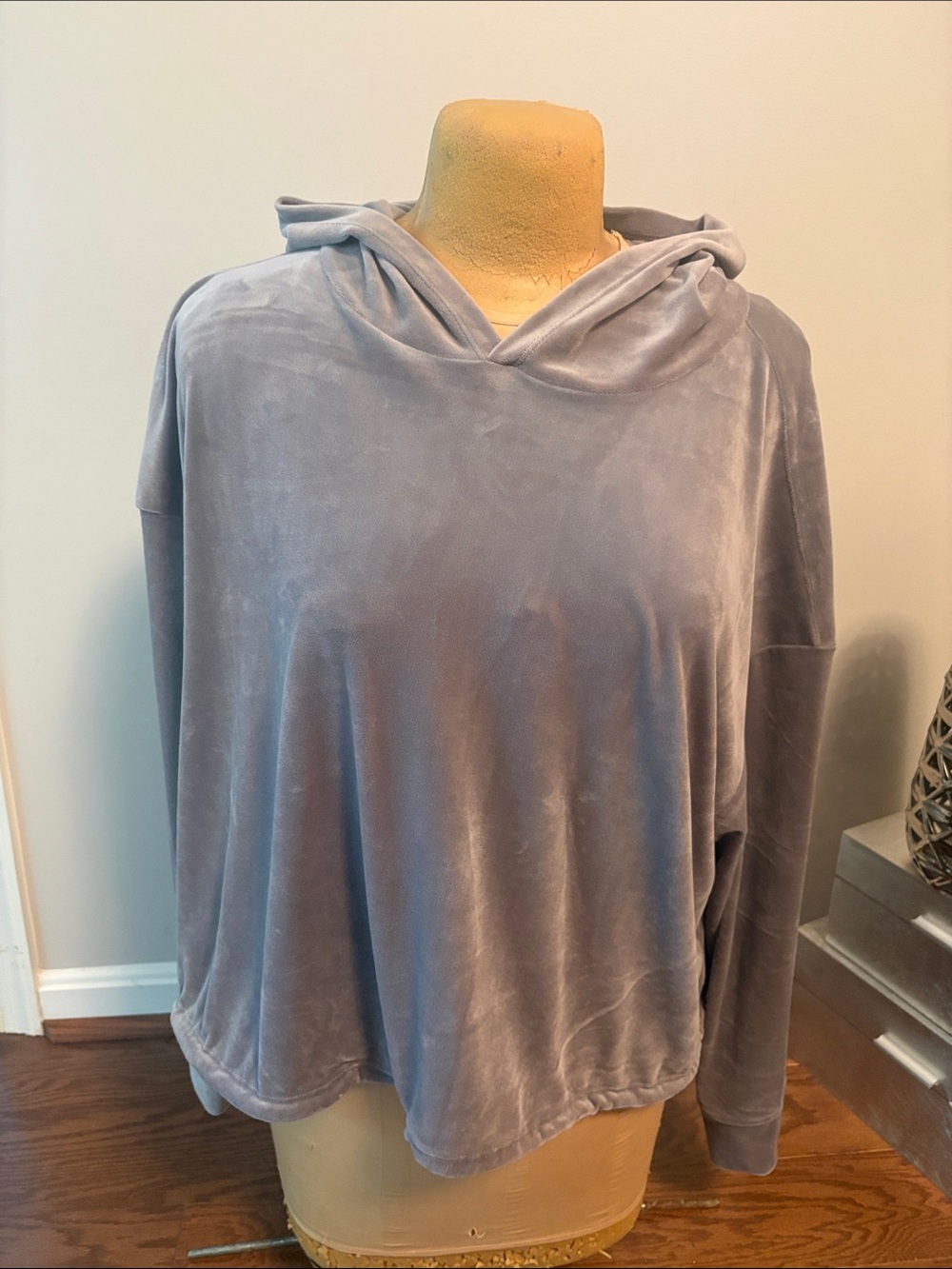 French Laundry Plush Velvet Hoodie in Dusty Lavender